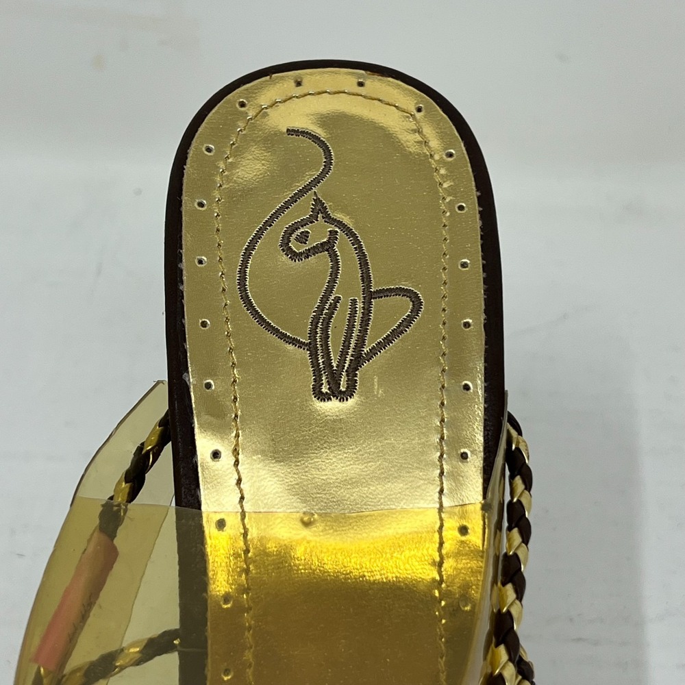 Baby Phat Gold/Brown Wedge Sandals Rhinestone Y2K Glam Women's US 10B VTG NEW - Picture 6 of 16